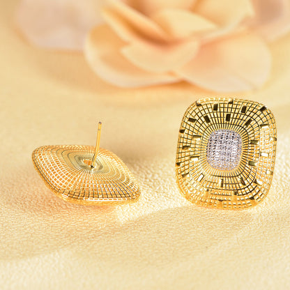 925 silver earrings with 2-tone plating rhodium and 14K gold CZ SET88001E Kirin Jewelry