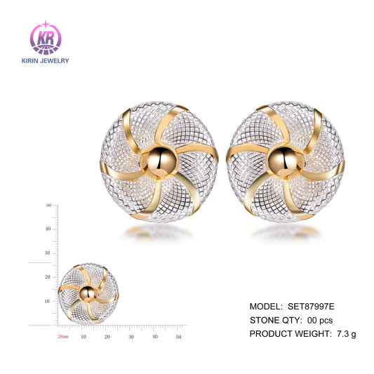 925 silver earrings with 2-tone plating rhodium and 14K gold SET87997E Kirin Jewelry