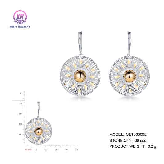 925 silver earrings with 2-tone plating rhodium and 14K gold SET88000E Kirin Jewelry