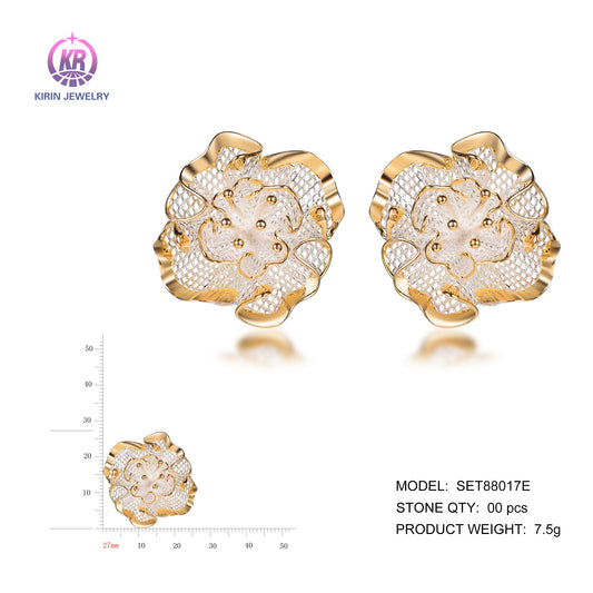 925 silver earrings with 2-tone plating rhodium and 14K gold SET88017E Kirin Jewelry