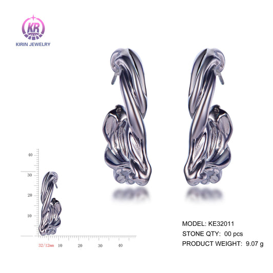 925 silver earrings with black rhodium plating KE32011 Kirin Jewelry