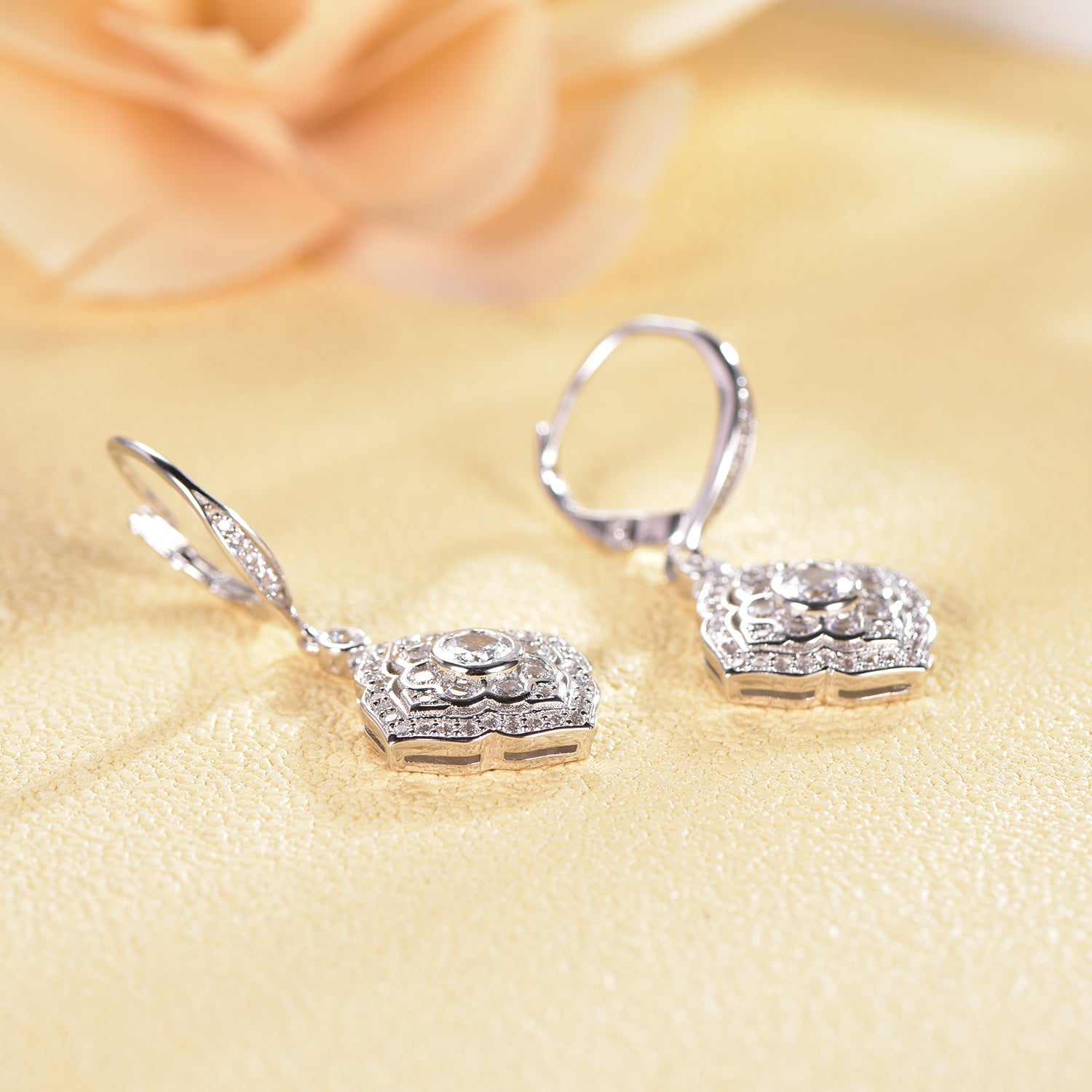 925 silver earrings with rhodium plating CZ AE301144 Kirin Jewelry