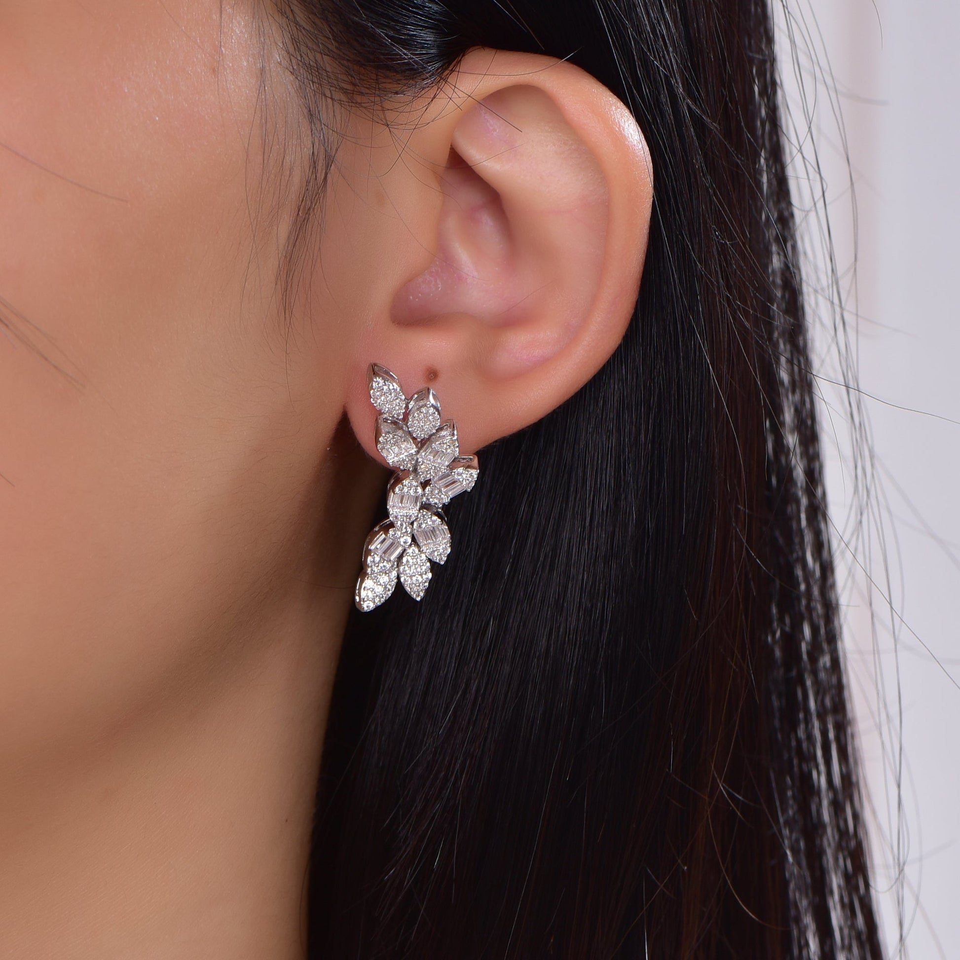 925 silver earrings with rhodium plating CZ AES300622W Kirin Jewelry