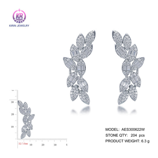 925 silver earrings with rhodium plating CZ AES300622W Kirin Jewelry