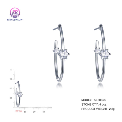 925 silver earrings with rhodium plating CZ KE30858 Kirin Jewelry