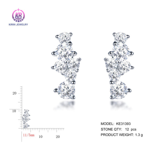 925 silver earrings with rhodium plating CZ KE31393 Kirin Jewelry