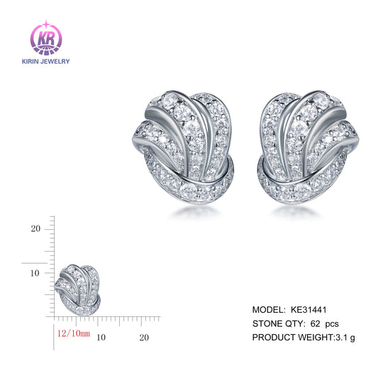 925 silver earrings with rhodium plating CZ KE31441 Kirin Jewelry