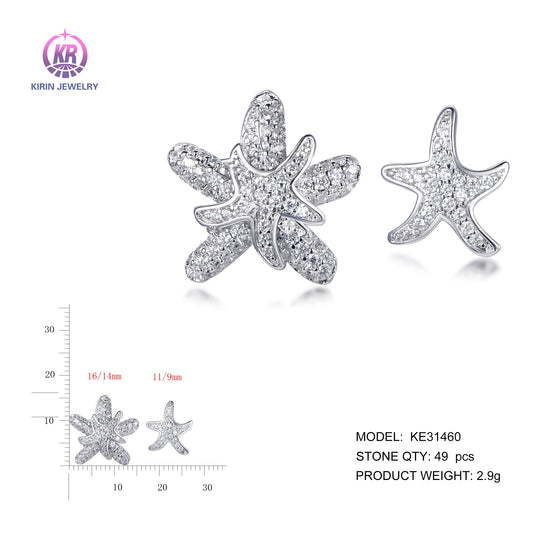 925 silver earrings with rhodium plating CZ KE31460 Kirin Jewelry