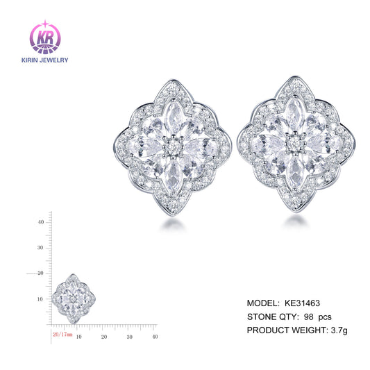 925 silver earrings with rhodium plating CZ KE31463 Kirin Jewelry