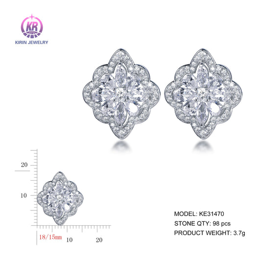 925 silver earrings with rhodium plating CZ KE31470 Kirin Jewelry