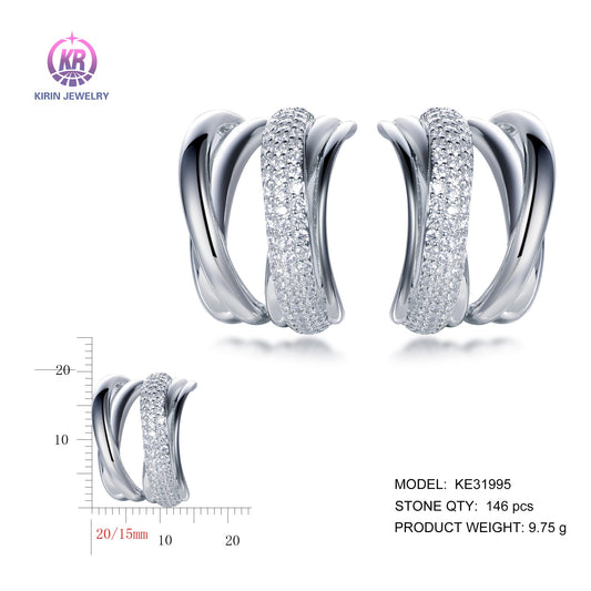 925 silver earrings with rhodium plating CZ KE31995 Kirin Jewelry