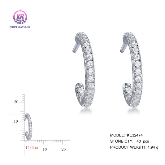 925 silver earrings with rhodium plating CZ KE32474 Kirin Jewelry