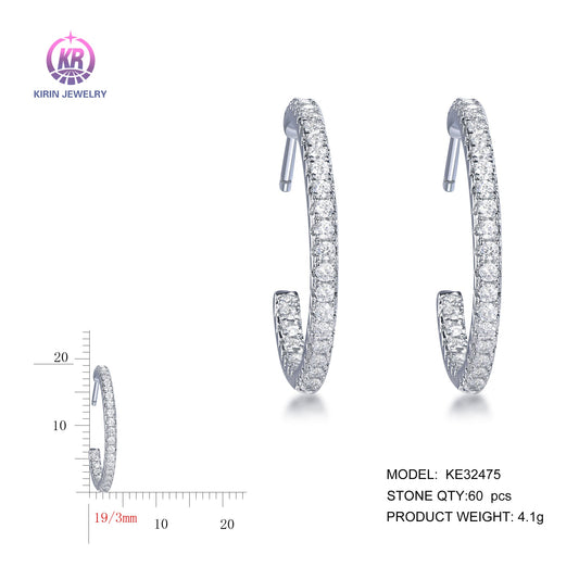 925 silver earrings with rhodium plating CZ KE32475 Kirin Jewelry