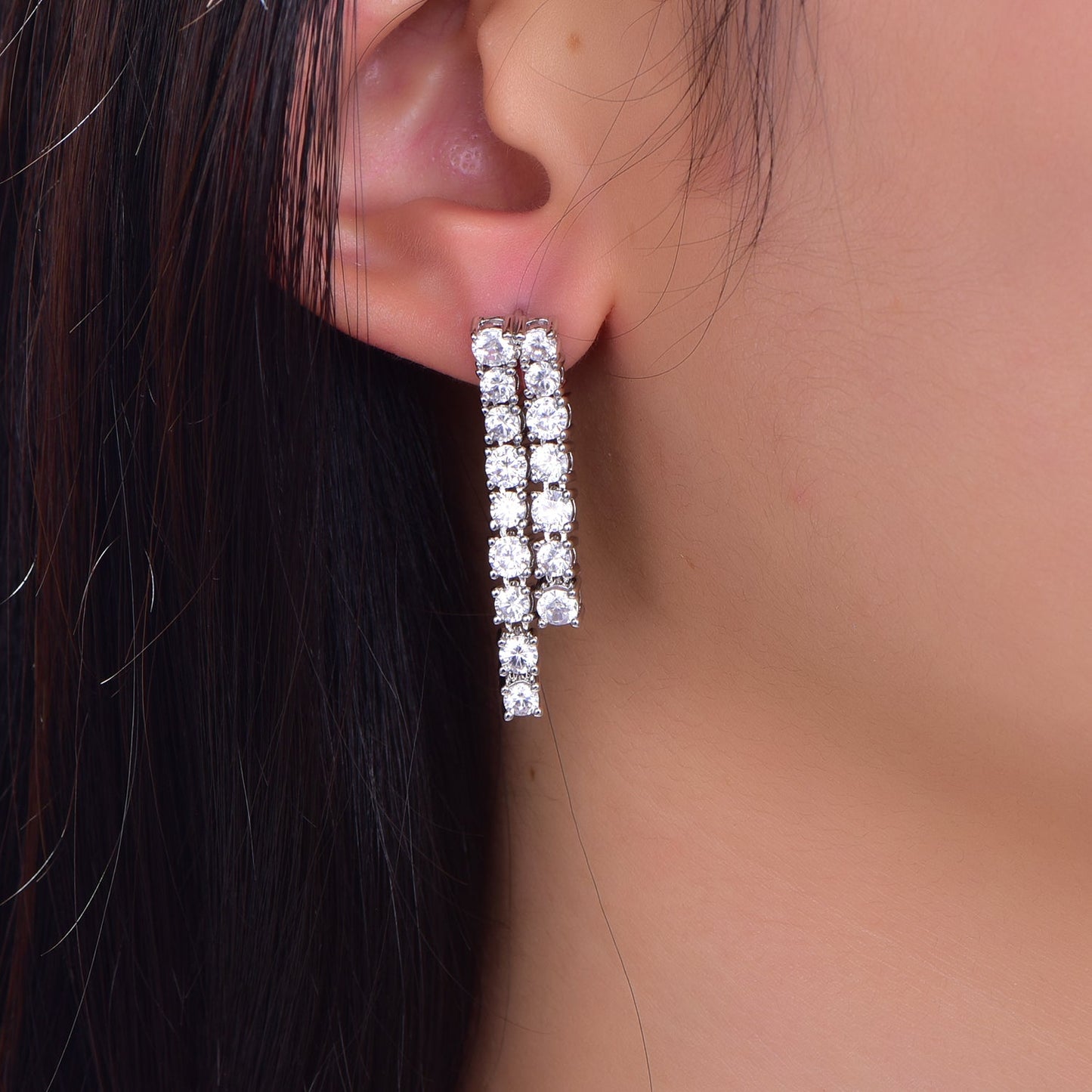 925 silver earrings with rhodium plating CZ KE32617 Kirin Jewelry