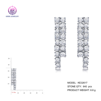 925 silver earrings with rhodium plating CZ KE32617 Kirin Jewelry