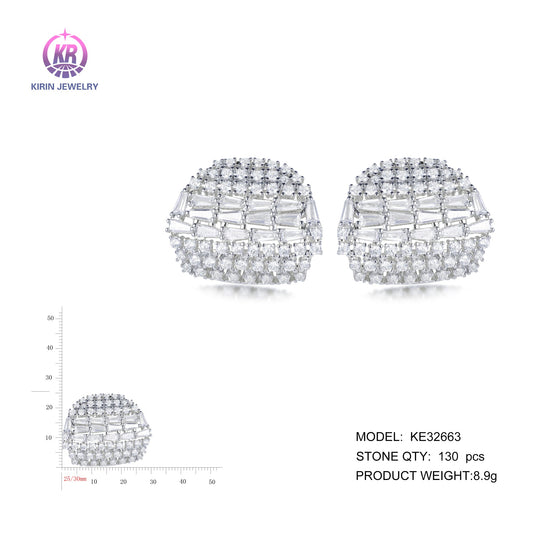 925 silver earrings with rhodium plating CZ KE32663 Kirin Jewelry