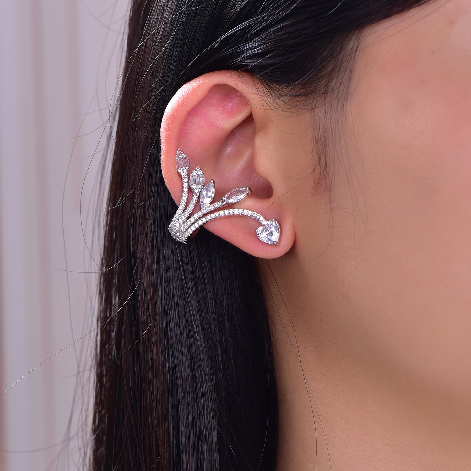 925 silver earrings with rhodium plating CZ KE32670 Kirin Jewelry