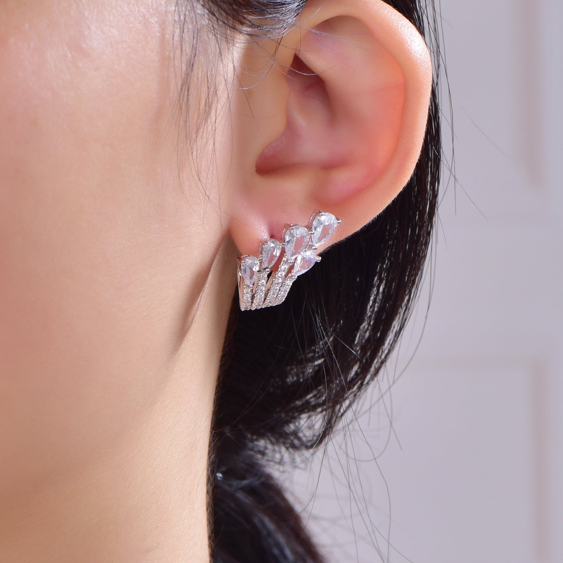 925 silver earrings with rhodium plating CZ KE32674 Kirin Jewelry