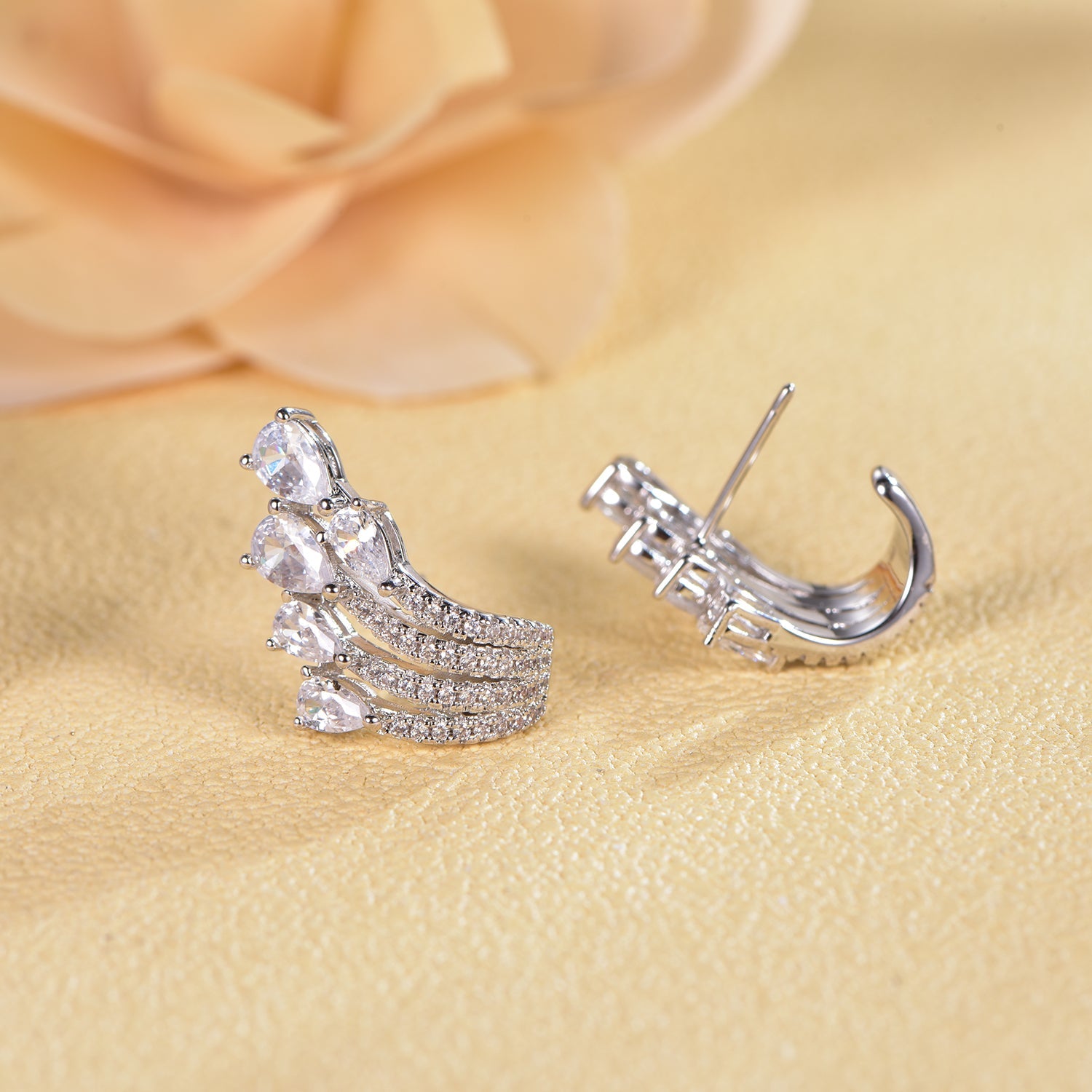 925 silver earrings with rhodium plating CZ KE32674 Kirin Jewelry