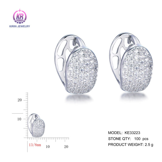 925 silver earrings with rhodium plating CZ KE33223 Kirin Jewelry