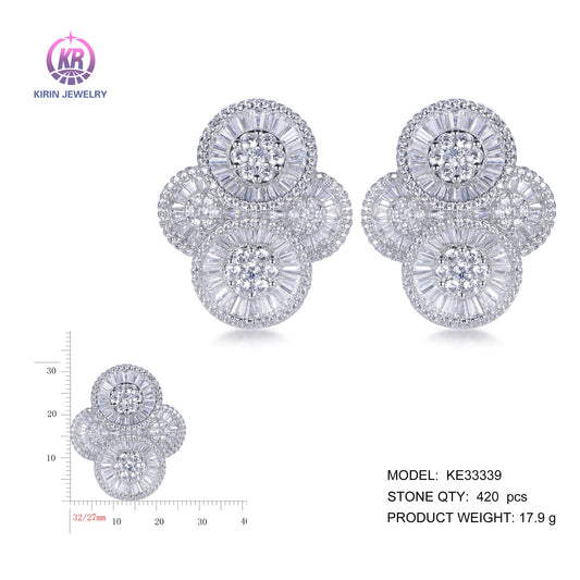 925 silver earrings with rhodium plating CZ KE33339 Kirin Jewelry