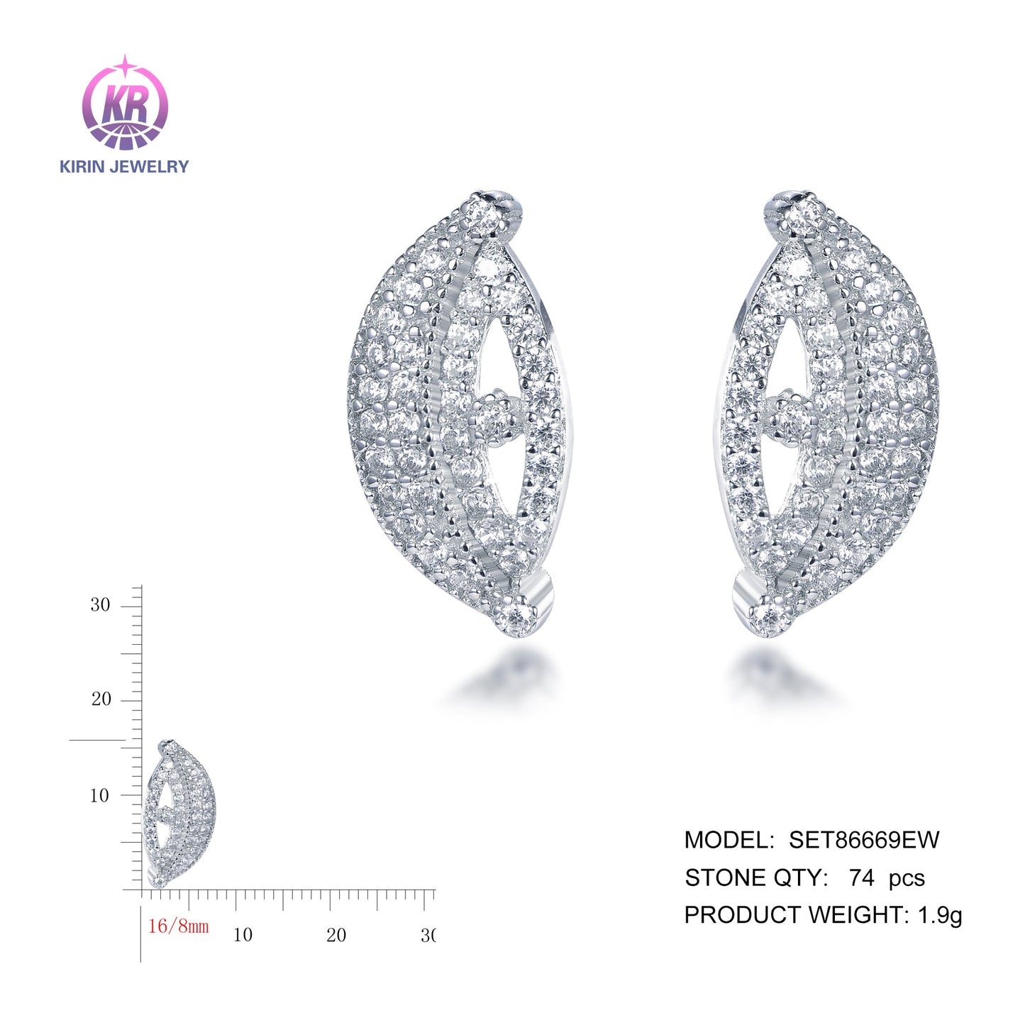 925 silver earrings with rhodium plating CZ SET86669EW Kirin Jewelry