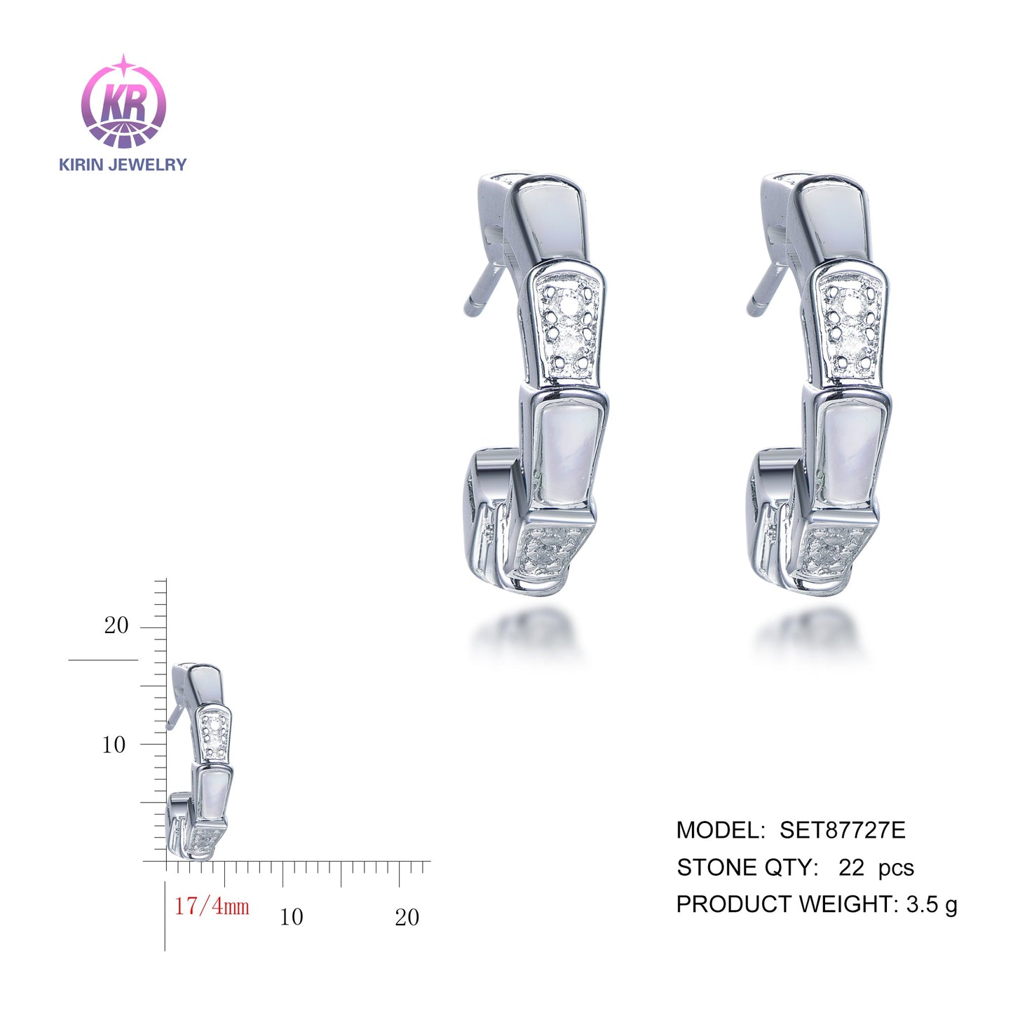 925 silver earrings with rhodium plating CZ SET87727E Kirin Jewelry