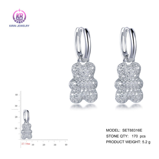 925 silver earrings with rhodium plating CZ SET88316E Kirin Jewelry