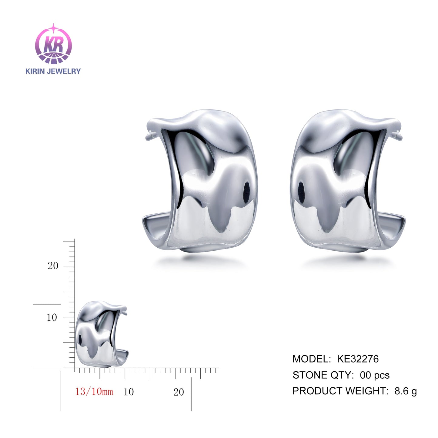 925 silver earrings with rhodium plating KE32276 Kirin Jewelry