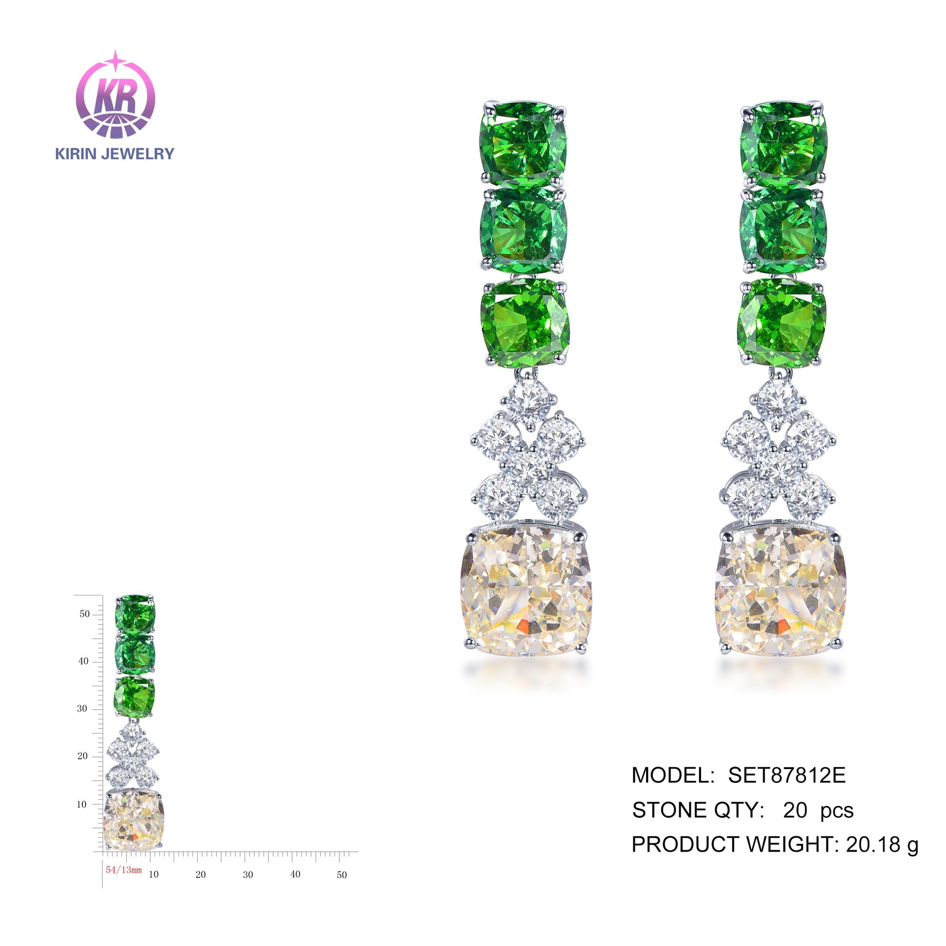 925 silver earrings with rhodium plating color CZ SET87812E Kirin Jewelry