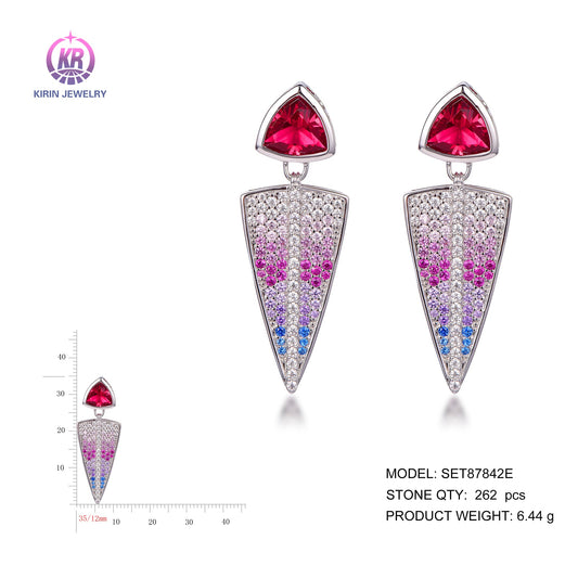 925 silver earrings with rhodium plating color CZ SET87842E Kirin Jewelry