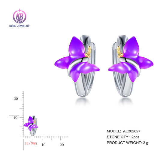 925 silver earrings with rhodium plating enamel jewelry AE302827 Kirin Jewelry