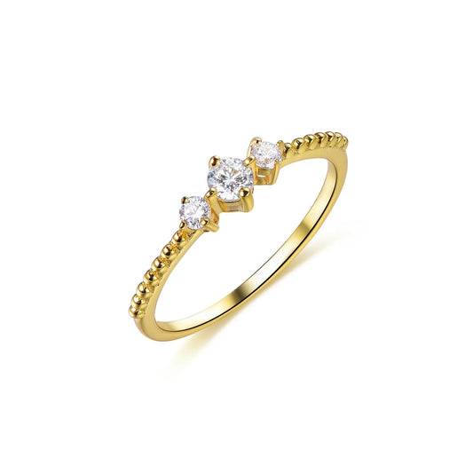 14k 18k gold plated Ring Women Jewelry Promise ring Three Stone engagement Rings Kirin Jewelry