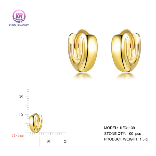 925 silver hoop earring with 14K gold plating 31139 Kirin Jewelry