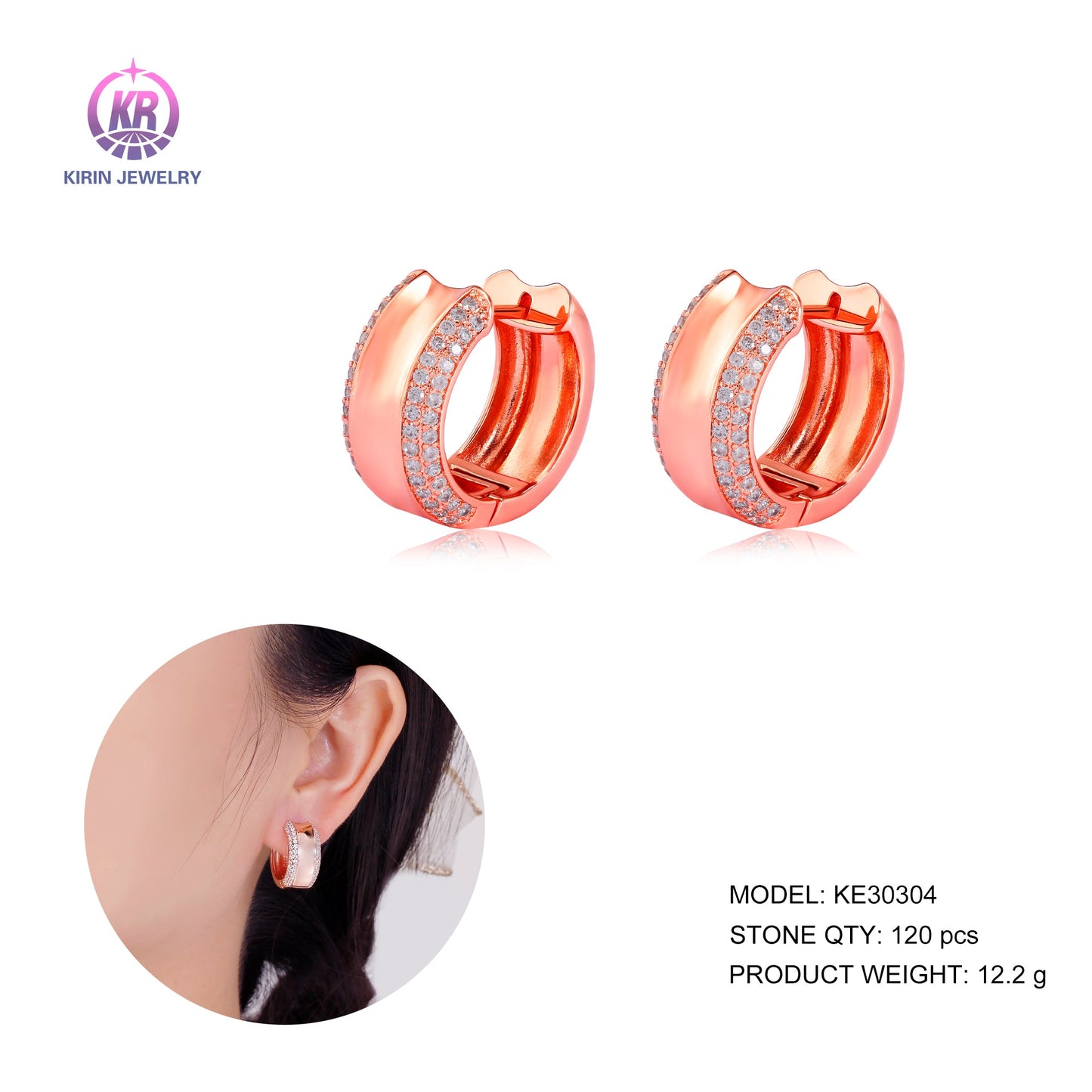 925 silver hoop earring with CZ 30304 Kirin Jewelry