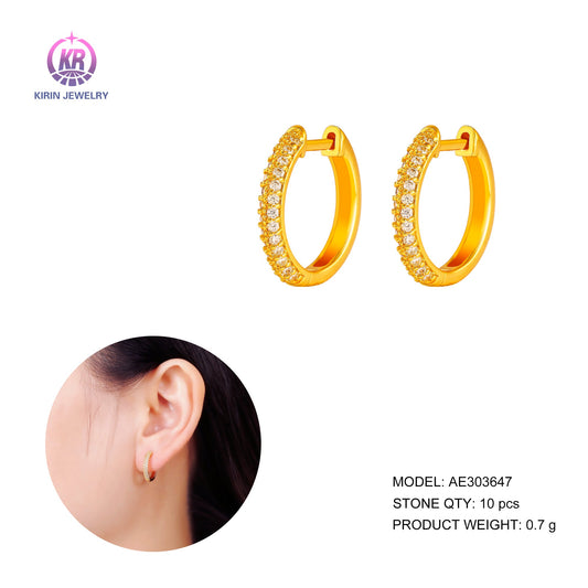 925 silver hoop earring with CZ 303647 Kirin Jewelry