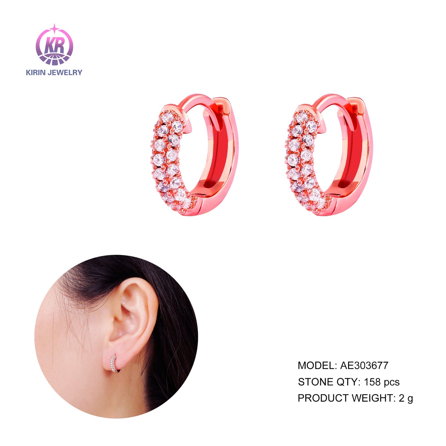 925 silver hoop earring with CZ 303677 Kirin Jewelry