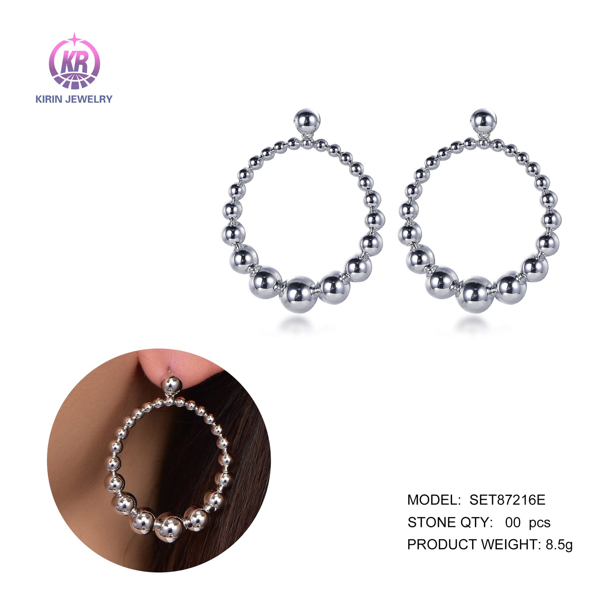 925 silver hoop earring with rhodium plating 87216 Kirin Jewelry