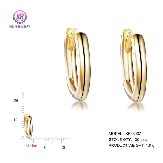 925 silver hoop earrings with 14K gold plating KE33007 Kirin Jewelry