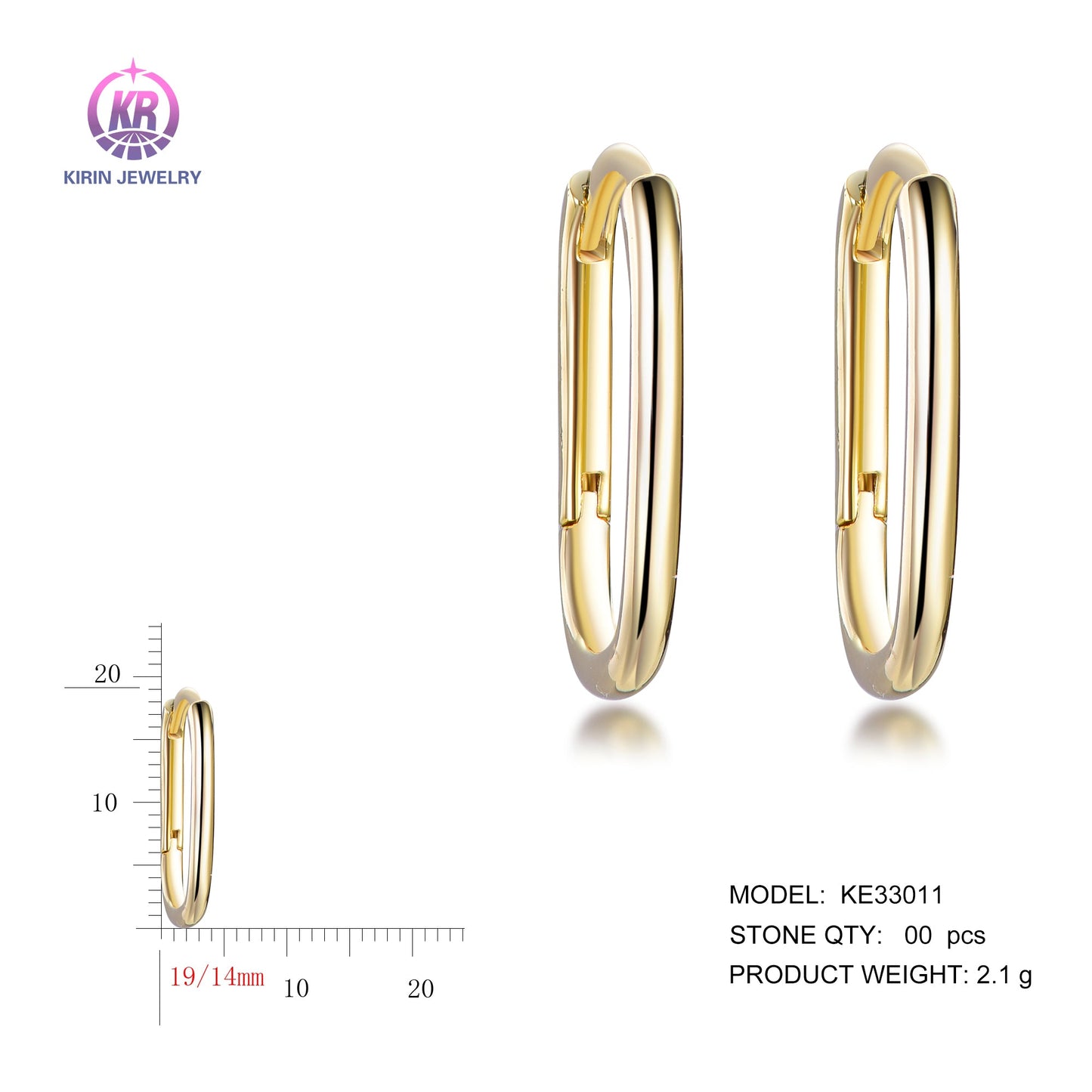 925 silver hoop earrings with 14K gold plating KE33011 Kirin Jewelry