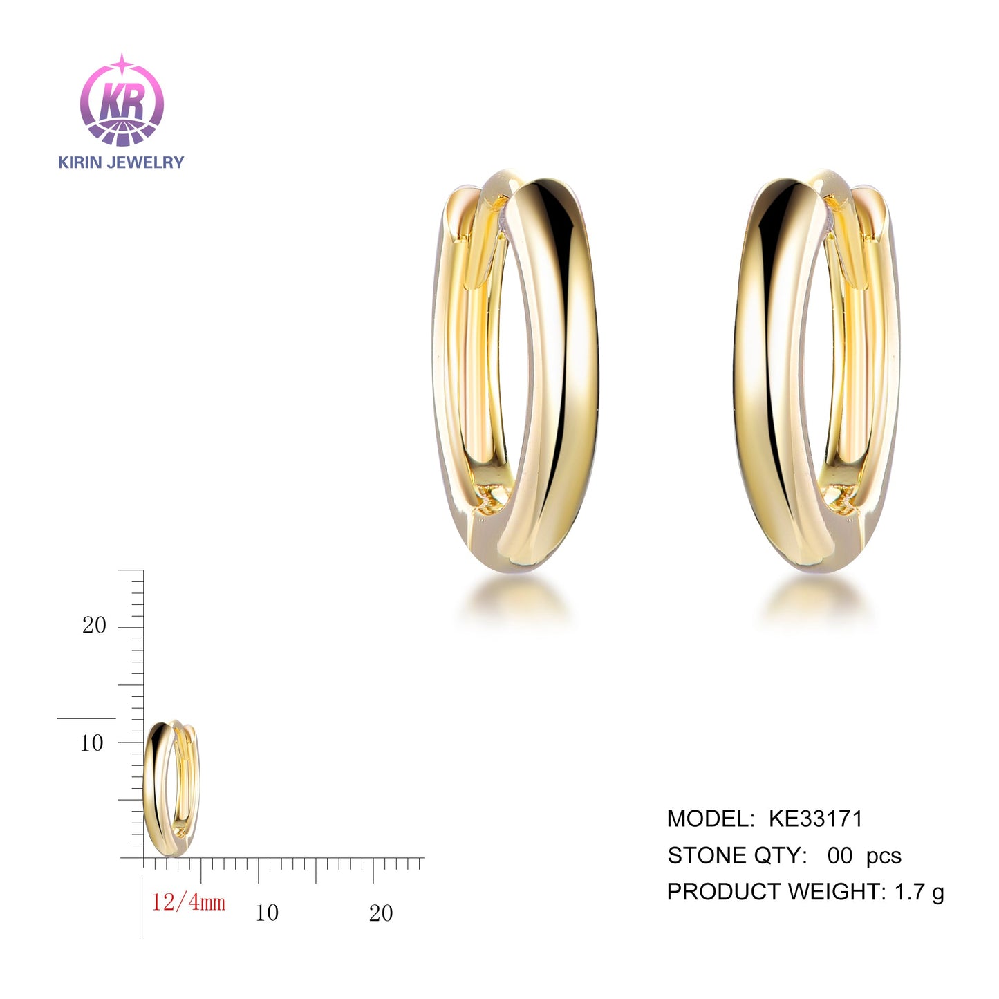 925 silver hoop earrings with 14K gold plating KE33171 Kirin Jewelry