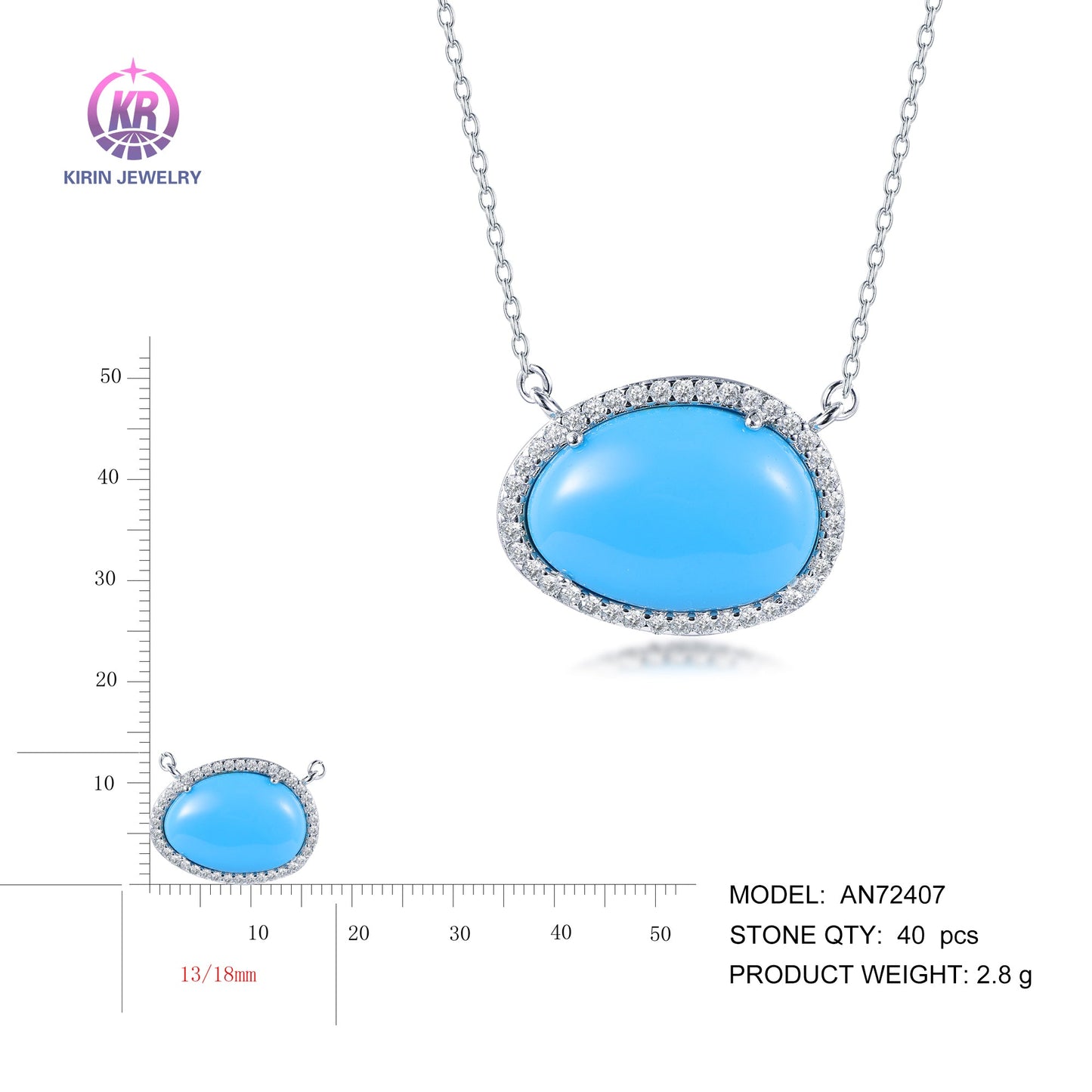 925 silver necklace rhodium plating CZ 72407 Kirin Jewelry