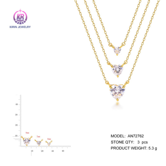 925 silver necklace set with 14K gold plating CZ 72762 Kirin Jewelry