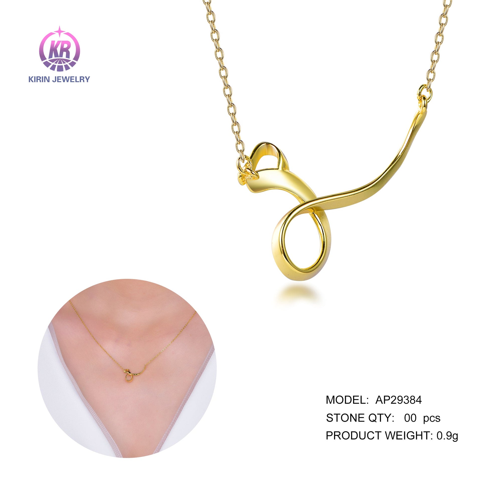 925 silver necklace with 14K gold plating 29384 Kirin Jewelry