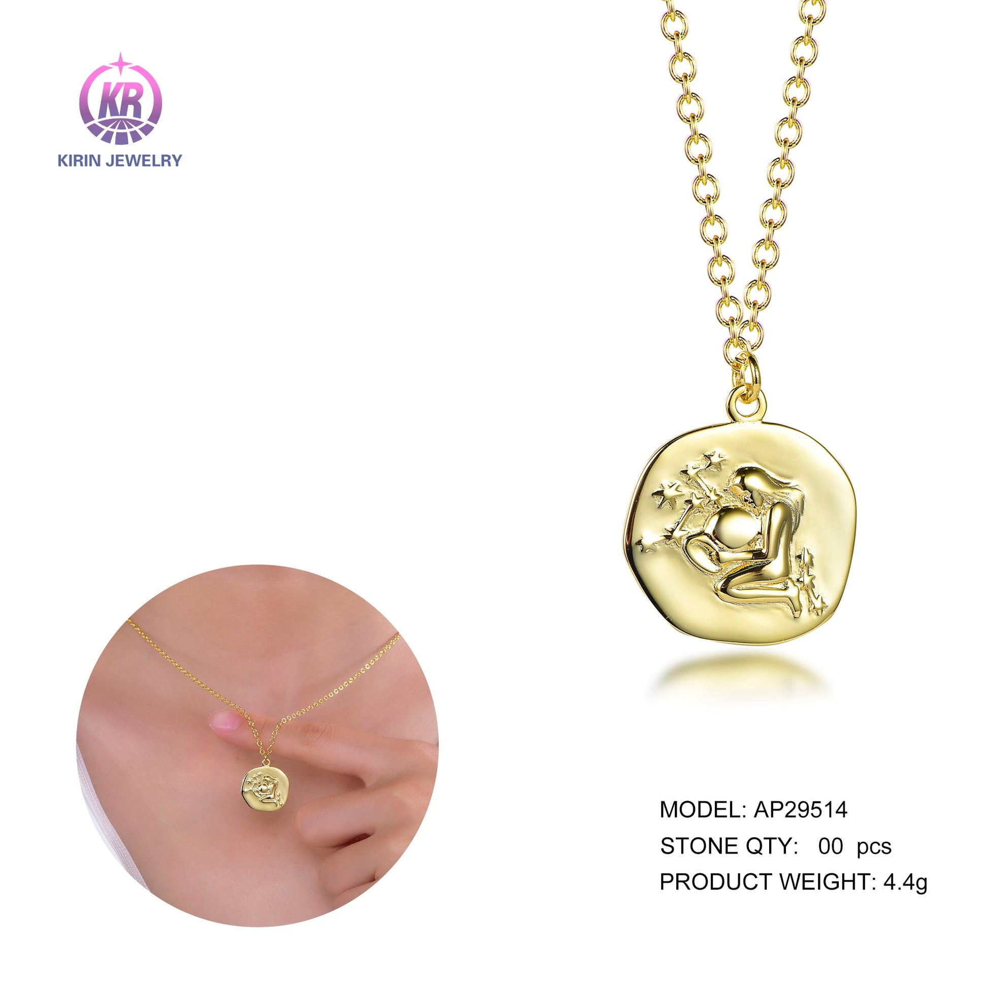 925 silver necklace with 14K gold plating 29514 Kirin Jewelry