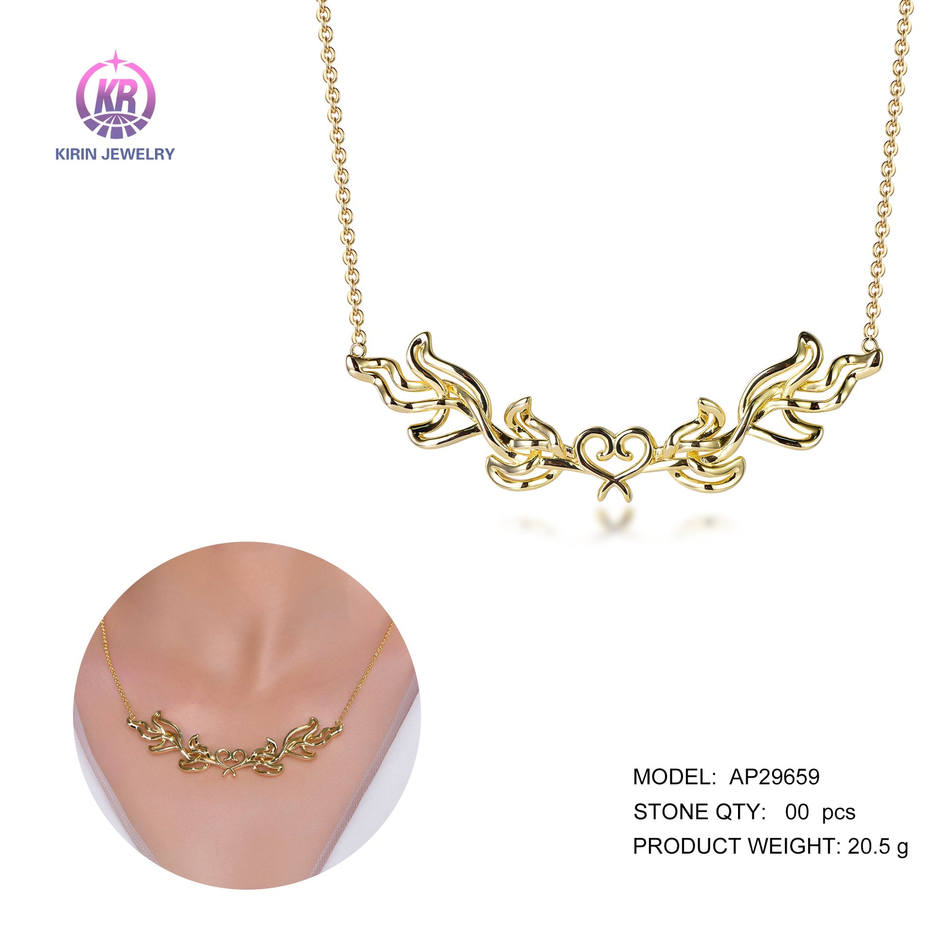 925 silver necklace with 14K gold plating 29659 Kirin Jewelry