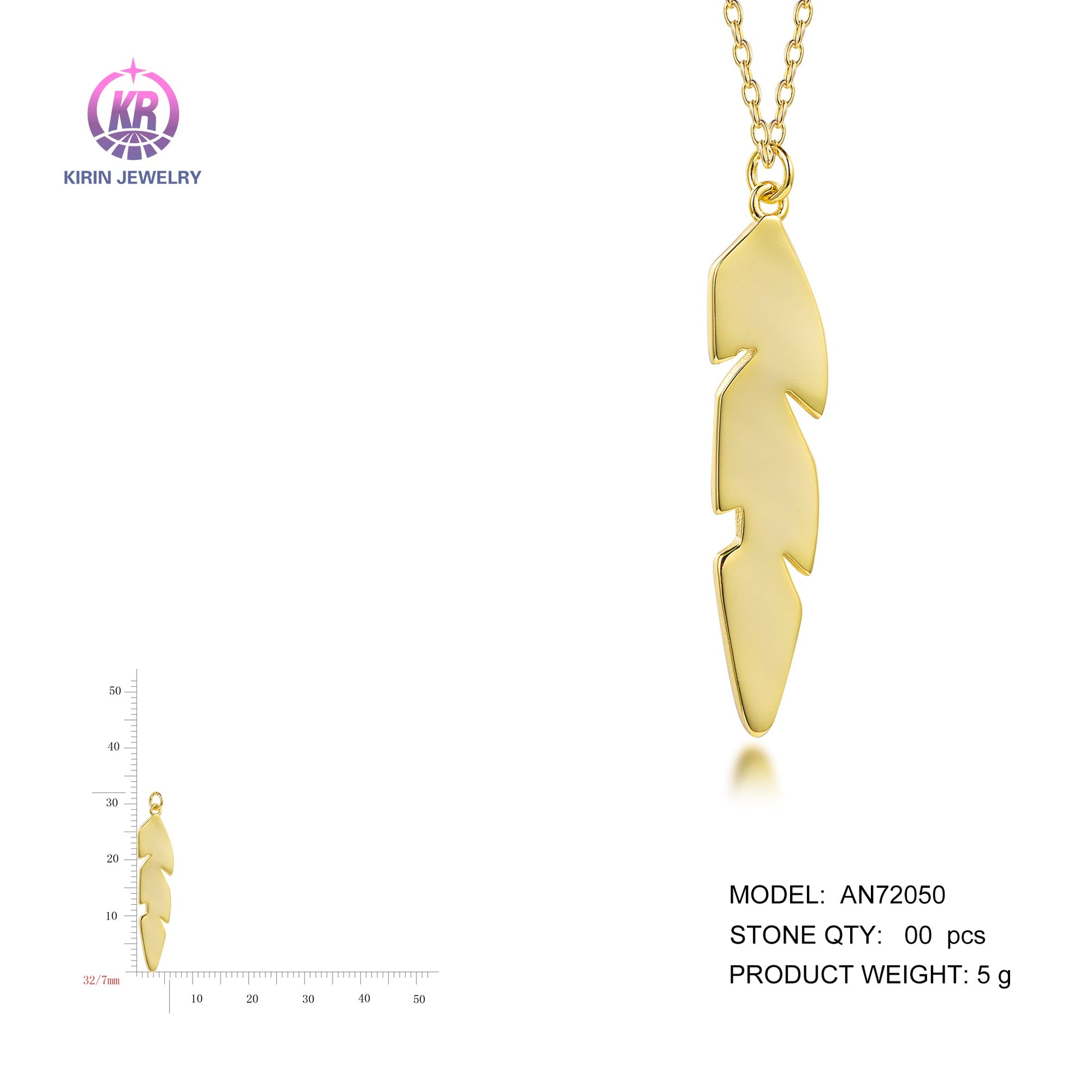 925 silver necklace with 14K gold plating 72050 Kirin Jewelry