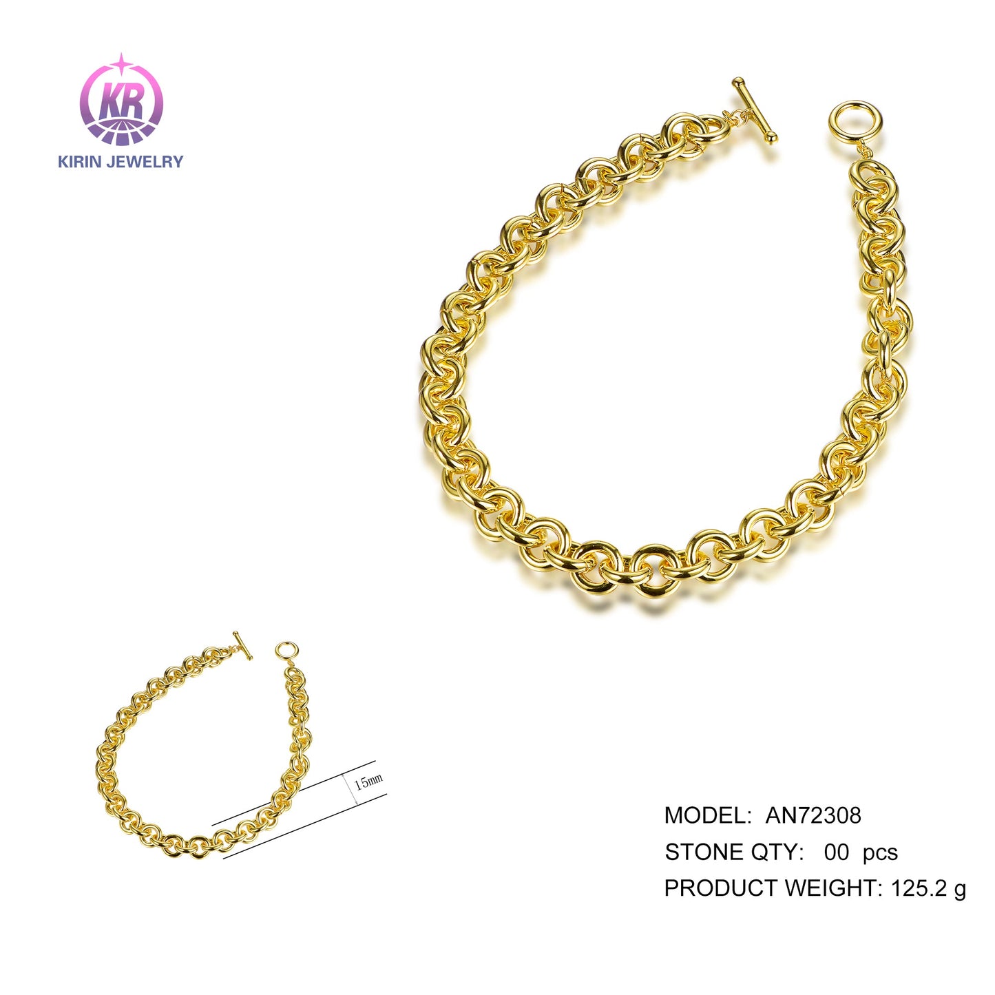 925 silver necklace with 14K gold plating 72308 Kirin Jewelry