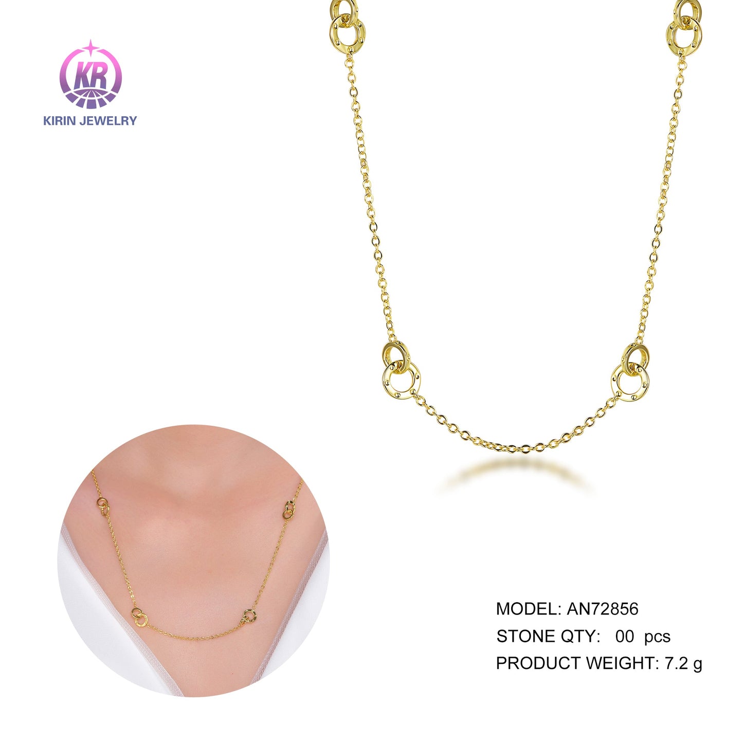 925 silver necklace with 14K gold plating 72856 Kirin Jewelry