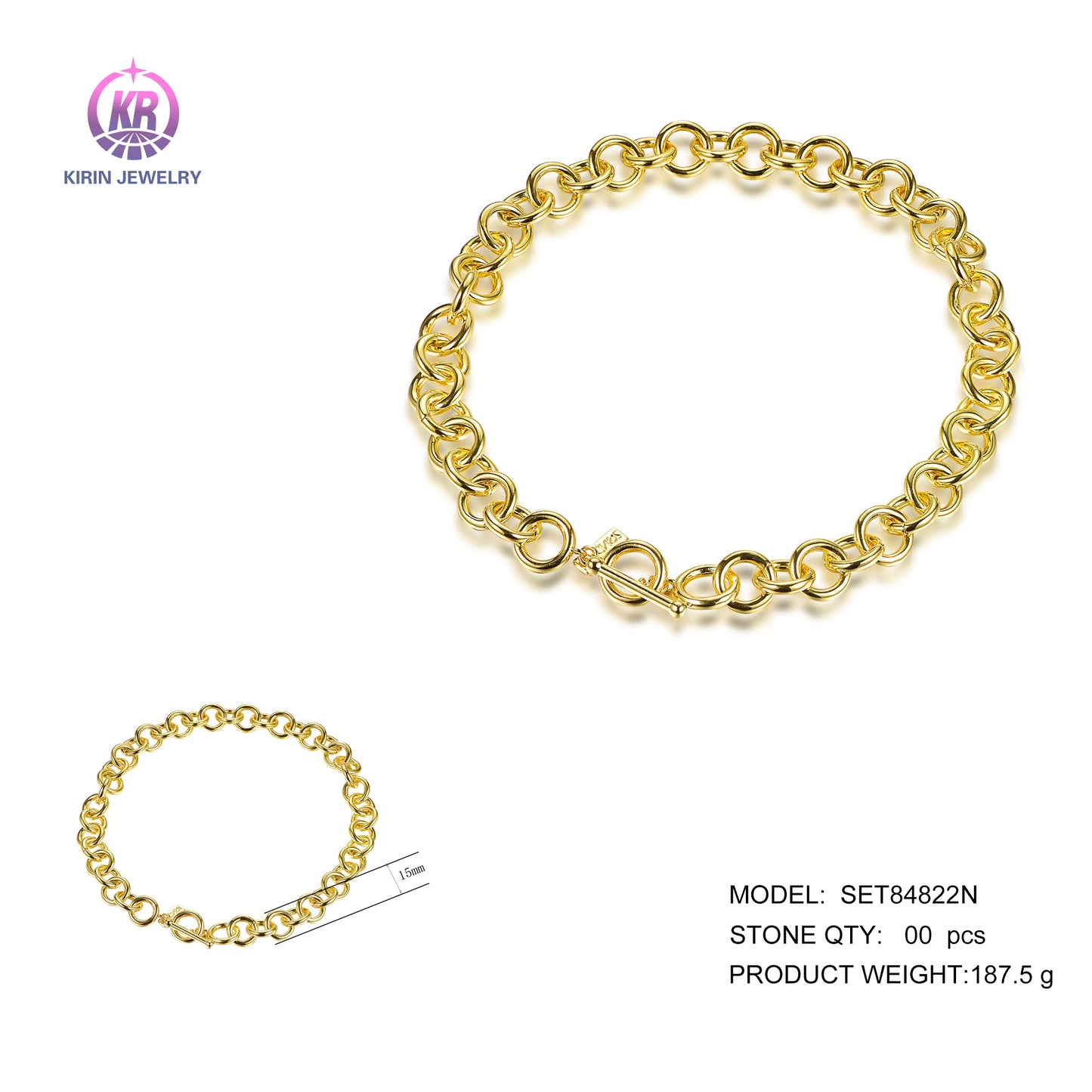 925 silver necklace with 14K gold plating 84822 Kirin Jewelry